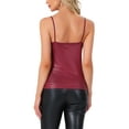 thumbnail image 3 of INSPIRE CHIC Women's Christmas Shiny Party Holographic Sleeveless Slim Fit Metallic Cami Top XS Wine Red, 3 of 6