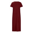 thumbnail image 5 of Qiopertar Robe Décontractée Imprimée pour Femmes Col en V Manches Courtes Longue Fendue avec Poche Grandes Économies de Vacances! Moins de 5$ jusqu'à 90 % de Réduction, 5 of 5