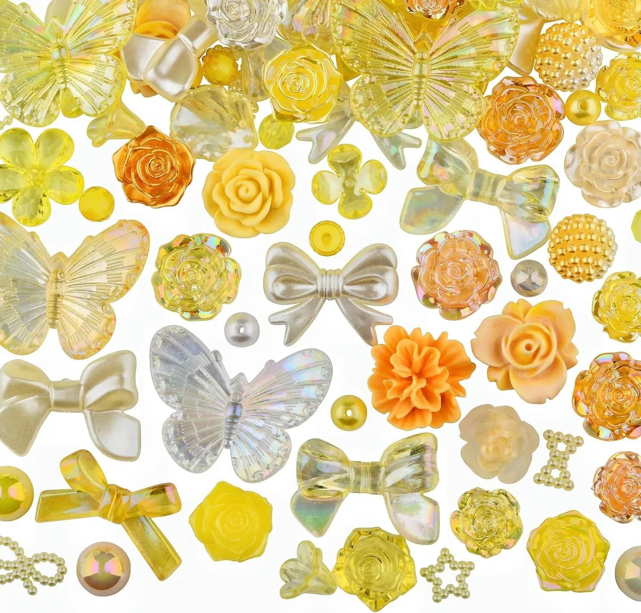 U8MO Resin Cabochons Butterfly Slime Charms Yellow Orange Bulk Assorted Lot 350pcs