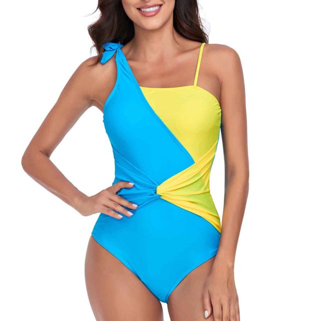 EGNMCR Maillots de Bain pour Femmes Combinaison à Contraste de Couleurs à la Mode Swimsuit