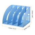 thumbnail image 2 of Soporte de Archivo de Revistas Uxcell, Estante de Almacenamiento Vertical de Plástico de 4 Compartimentos para Escritorio, Azul Cielo, 2 of 5