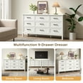 thumbnail image 6 of YouTrend 9 Drawer Farmhouse Dresser,Wood Adult Rustic Chest of Drawer with Metal Handles for Bedroom Living Room Hallway,Natural White, 6 of 12