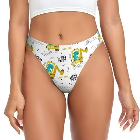 Sigee Dinosaur on Excavator for Women s G-String Panty  Low Rise  Soft Lace Perfect for Everyday Wear or Special Occasions-Medium
