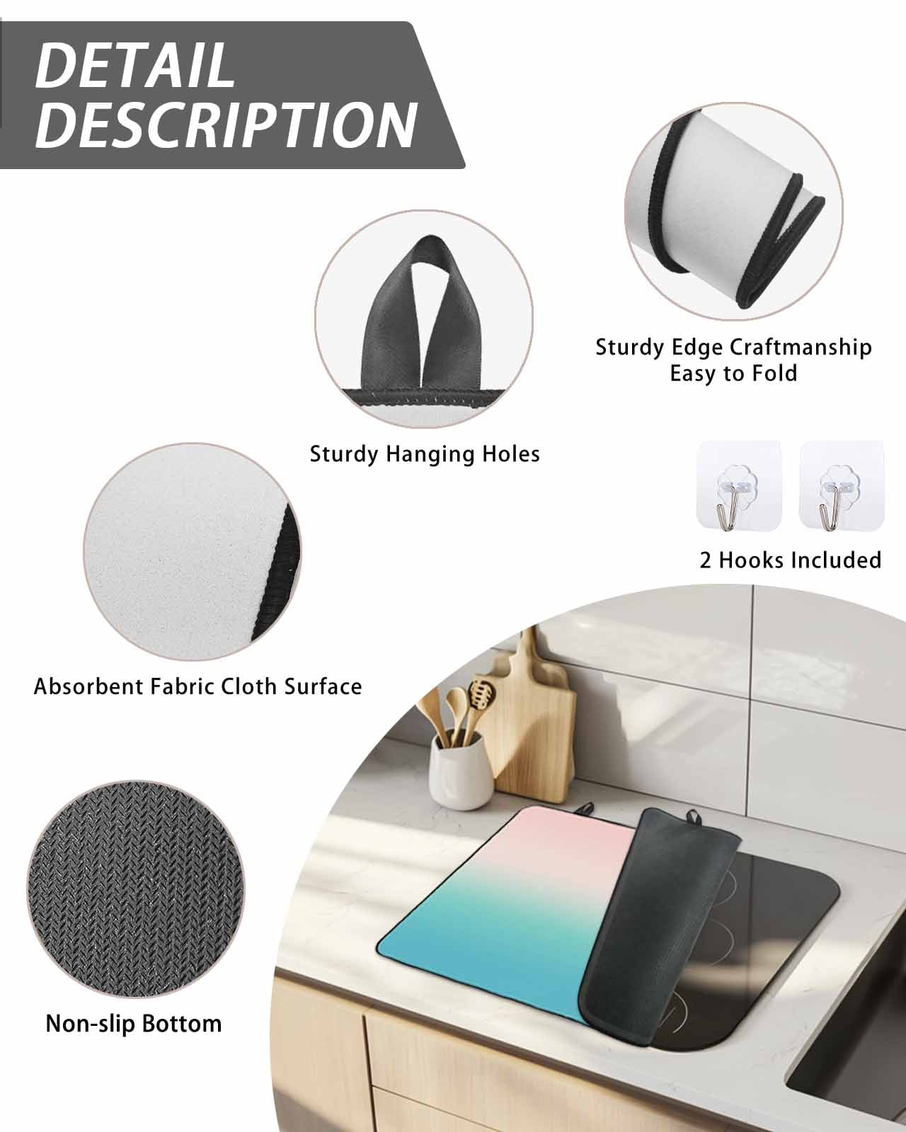Stove Top Covers for Electric Stove, Pink Teal Ombre Kitchen Glass Ceramic Electric Cooktop Covers 28.5"x20.5", Modern Abstract Art Gradient Aesthetics HeatResistant Oven/Countertop Protector