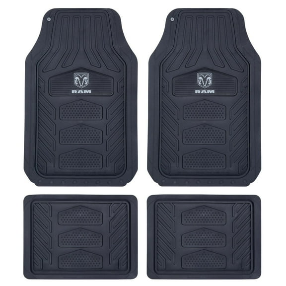 Plasticolor 001672R25 Dodge RAM WeatherPro 4 Piece Gray Logo Floor Mat Set