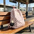 thumbnail image 5 of BiFandian Checkerboard Pattern Plaid Backpack, Korean Style Lightweight Casual Daypack with Roomy Compartment, Stylish Carryall Bag for Daily Commute Outdoor Errand Use, 5 of 6