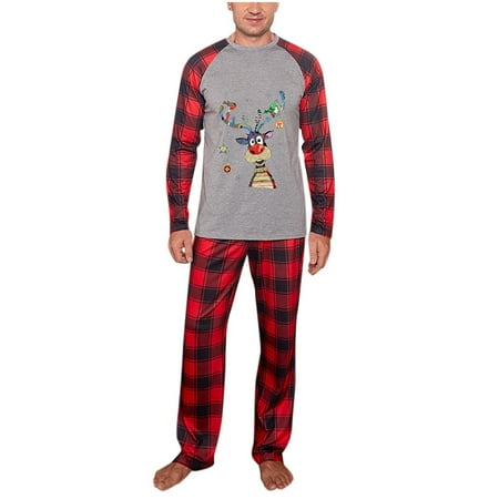 

AnuirheiH Xmas Pjs Set Matching Family Sets Christmas Casual Printed Top With Bottom Outfits Home Wear 4$ off 2nd item