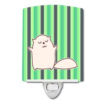 Caroline's Treasures BB6856CNL Cat Green Stripes Ceramic Night Light, 6x4x3", multicolor