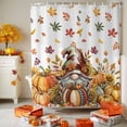 thumbnail image 3 of Shower Curtain 60"W x 72"L Autumn Thanksgiving Gnome Pumpkins Leaves Fabric Shower Curtains Set with Hooks Water Repellent Bathroom Curtains Machine Washable Bathroom Accessories, 3 of 6