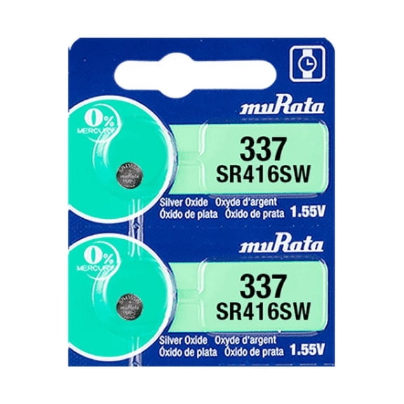 Murata 337 Battery 1.55V Silver Oxide Watch Button Cell (2 Batteries)