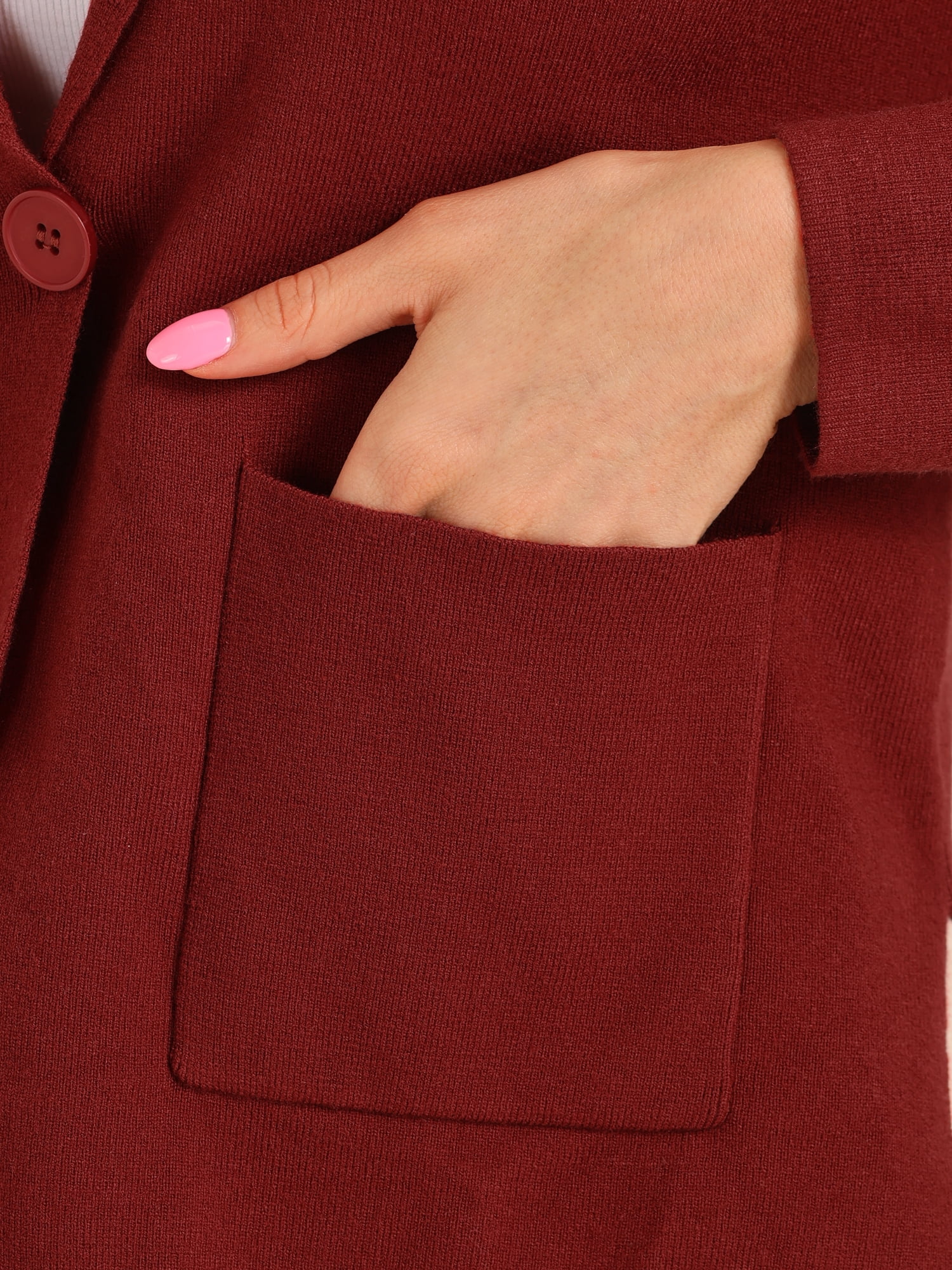 DARING DIVA Women's Long Sleeve Button Open Front Knit Cardigans with Pockets S Red