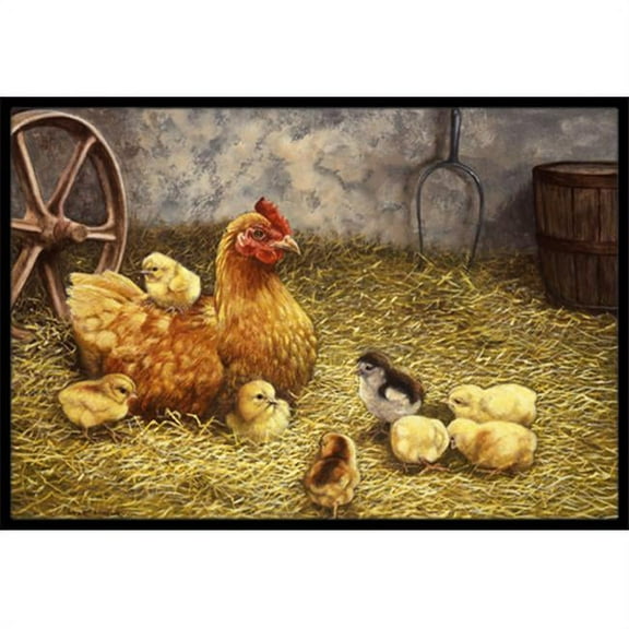Chicken Hen & Her Chicks Indoor or Outdoor Mat, 18 x 27