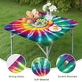 thumbnail image 4 of Rainbow Tie Dye Mandala Pattern Square Fitted Tablecloth with Elastic Edge,Square Table Cover,Washable Elastic Table Cover for Home Kitchen Party Decor 34"x34", 4 of 6