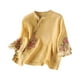 thumbnail image 1 of Vestidos Casuales Para Mujer, Blusas De Mujer De Moda Cárdigan informal de lino bordado para mujer, con botones, mangas cortas y cuello redondo, 1 of 2