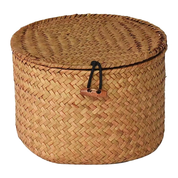 Cesta de Lavandería de Marinas, Cesta de Almacenamiento de Mimbre con Tapa, Cesto de Almacenamiento de Mimbre para Dormitorio, Cocina, Cosmético