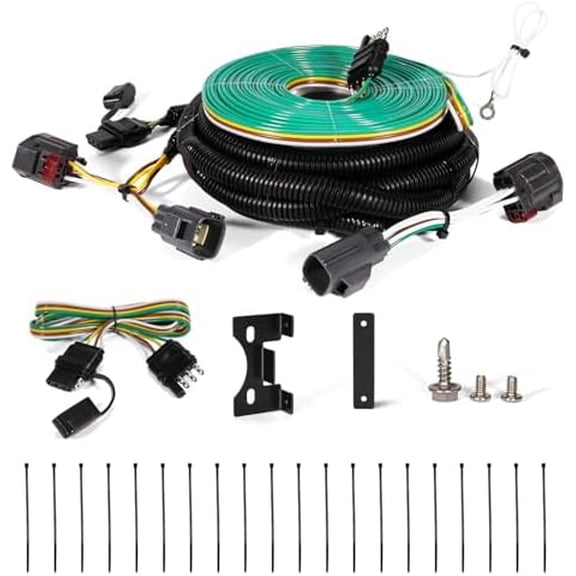 for Custom 58903 Flat Towing Trailer Wiring Harness Fit for Wrangler JK 2007-2018 4-Way RV Towed-Vehicle Kit(Excludes Right Hand Drive) Compatible with Connector Plug-and-Play