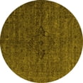 thumbnail image 1 of Ahgly Company Machine Washable Indoor Round Oriental Yellow Industrial Area Rugs, 4' Round, 1 of 4