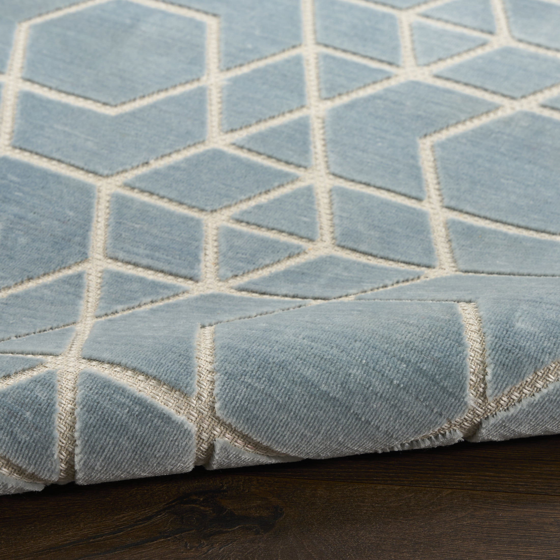 Nourison Washable Charm 2'2" x 8' Blue Ivory Modern Indoor Rug