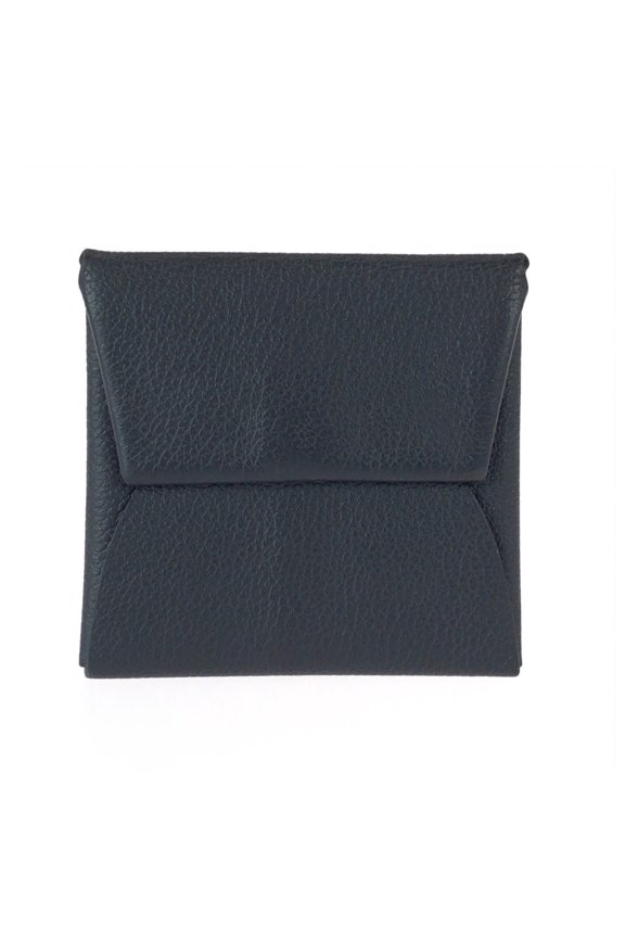 Pre-Owned HERMES Bastia Black Leather Wallet with Silver Hardware and Epsom Leather, Unisex, W...