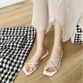 thumbnail image 4 of Sandalias planas con punta abierta para mujer, zapatos informales de verano con banda cruzada, deslizadores antideslizantes de cuero PU, 4 of 8