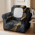 thumbnail image 3 of FKELYI Marble Black Gold Print Stretch Armchair Slipcover 2 Pcs Set Couch Sofa Cover with Separate Cushion Cover Non-Slip Furniture Protector Washable Living Room Decor, 3 of 7