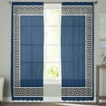 thumbnail image 3 of Navy Blue Semi Sheer Curtains 72 Inch Length 2 Panels Set, Black Modern Geometric Abstract Art Aesthetics Sheer Kitchen Curtain Privacy Voile Window Curtain for Living Room Bedroom Rod Pocket Drapes, 3 of 7