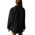 thumbnail image 5 of Spring Fall Women Long Sleeved Loose Denim Blouse Oversize V-neck Jeans Jacket with Pocket, 5 of 5