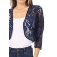 thumbnail image 5 of MOA COLLECTION Women's Casual Lace Bolero Crochet Open Cardigan 3/4 Sleeve Sheer Cover Up Jacket, 5 of 7