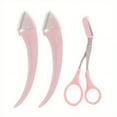 thumbnail image 1 of Eyebrow Trimmer Set, Curved Eyebrow Razor, Eyebrow Scissors With Comb, Convenient Easy Beauty Tools For Beginners,3Pcs Pink, 1 of 7