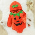 thumbnail image 4 of Infant Baby Girl Boy Halloween Pumpkin Costumes Romper Hoodie Cotton With Hat Set Baby Halloween Outfit Pumpkin Costume 3-6 Months, 4 of 9