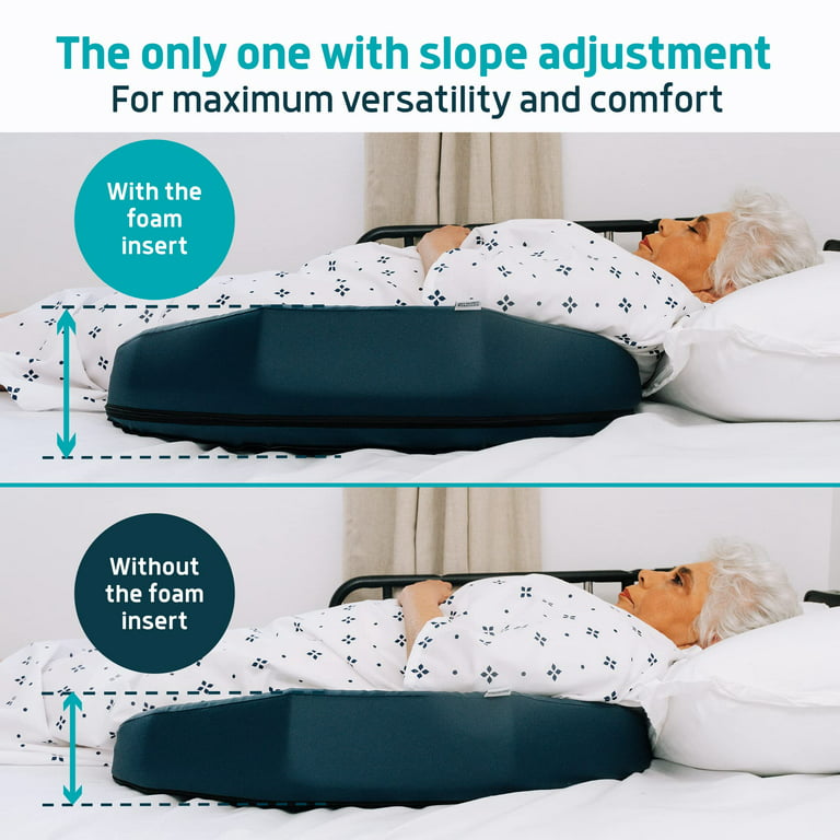Lunderg Bedsore Pillow Positioning Wedge - With 2 Non-Slip Pillowcases &  Adjustable Slope - Pressure Ulcer Cushion for Bed Sore Prevention - Stay on