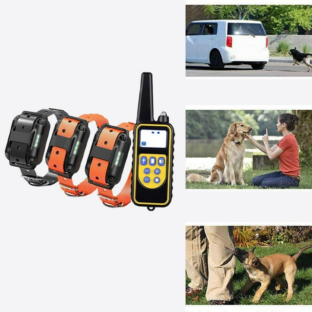 Collar de adiestramiento Colco eléctrico recargable a prueba de agua 2625 pies 2x naranja 1x negro