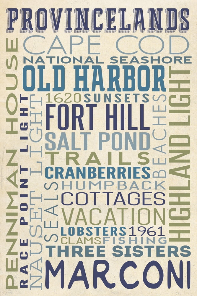 Cape Cod National Seashore, Massachusetts, Typography (36x54 Giclee ...