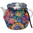 thumbnail image 1 of Colourful Florals Breakfast Pot Cover Tea Kettle Lid Teapots Dust Cover Insulated Portable Breakfast Warmer for Home Kitchen for Home Table Restaurant Decorative Accessories, 1 of 6
