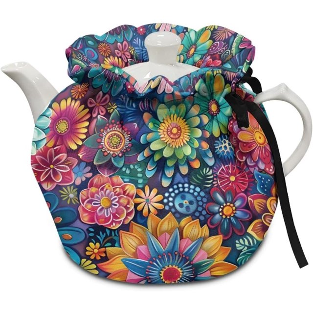 Colourful Florals Breakfast Pot Cover Tea Kettle Lid Teapots Dust Cover Insulated Portable Breakfast Warmer for Home Kitchen for Home Table Restaurant Decorative Accessories