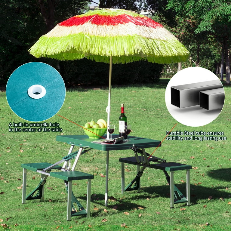 Plastic folding table with umbrella hole discount