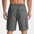 thumbnail image 5 of KeShDi Cargo Shorts Mens Workout Shorts Sleep Shorts Men's Solid Color Pocket Bandage Button Elastic Waist Casual Fashion Cargo Shorts Gray 3X, 5 of 7