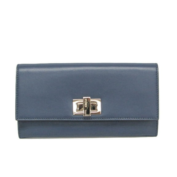 Pre-Owned Fendi Peekaboo 8M0377 Women's Leather Long Wallet (bi-fold) Navy (Good)