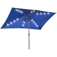 thumbnail image 1 of Outsunny Parasol de Patio 6,5 X 10 Pi avec DEL, Manivelle (Bleu Foncé), 1 of 10