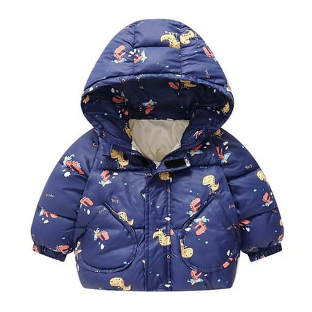 

Cathalem Toddler Coat Boy Toddler Kids Baby Boys Girls Winter Warm Jacket Dinosaur Cartoon Coats Toddler Winter Jackets Boys Outerwear Dark Blue 4-5 Years