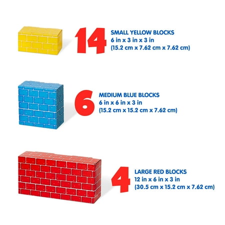 Melissa & Doug Extra-Thick Cardboard Building Blocks - 24 Blocks in 3 Sizes - FSC Certified