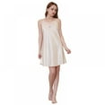 thumbnail image 5 of Woman Summer Satin Silk Pajamas Ladies Hollow Lace Suspender Ruffle Leaf Hem Nightdress, 5 of 10