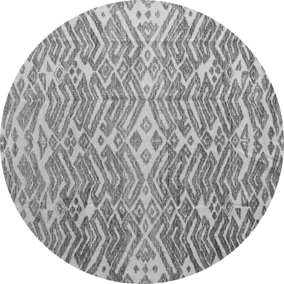 Ahgly Company Indoor Round Abstract Gray Modern Area Rugs, 4' Round