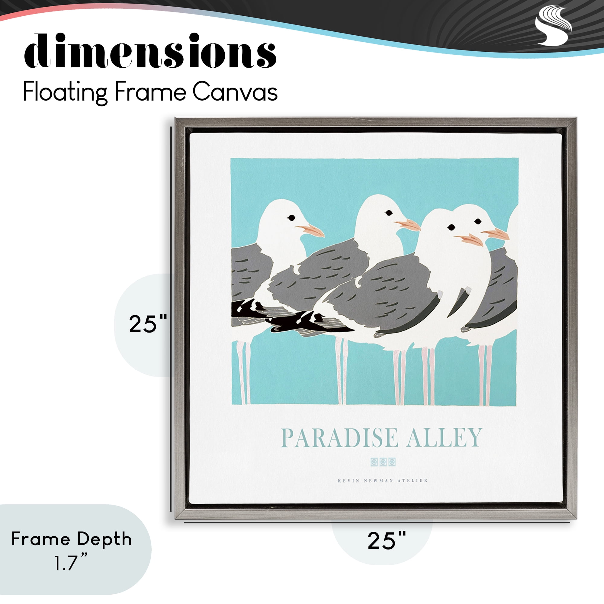 Stupell Industries Paradise Alley Seagull Gathering Gray Framed Floater Canvas Wall Art, design by Jadei Graphics