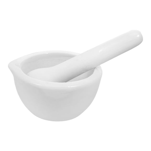 60MM Porcelain and Pestle with Pour Spout, Ceramic Crusher Set