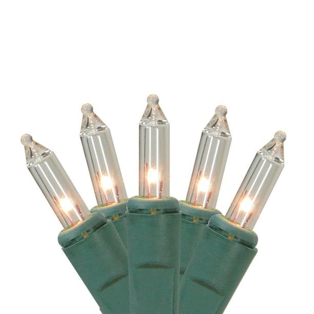 Set of 140 Clear Chasing Mini Christmas Lights Green Wire Walmart