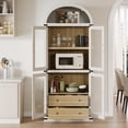 thumbnail image 3 of EastVita 71.4 in Tall Arched Bookshelf with Doors Farmhouse Bookcase Display Storage Shelves Wooden Display Cabinet Rounded Bookcases for Living Room Kitchen Office, 3 of 7