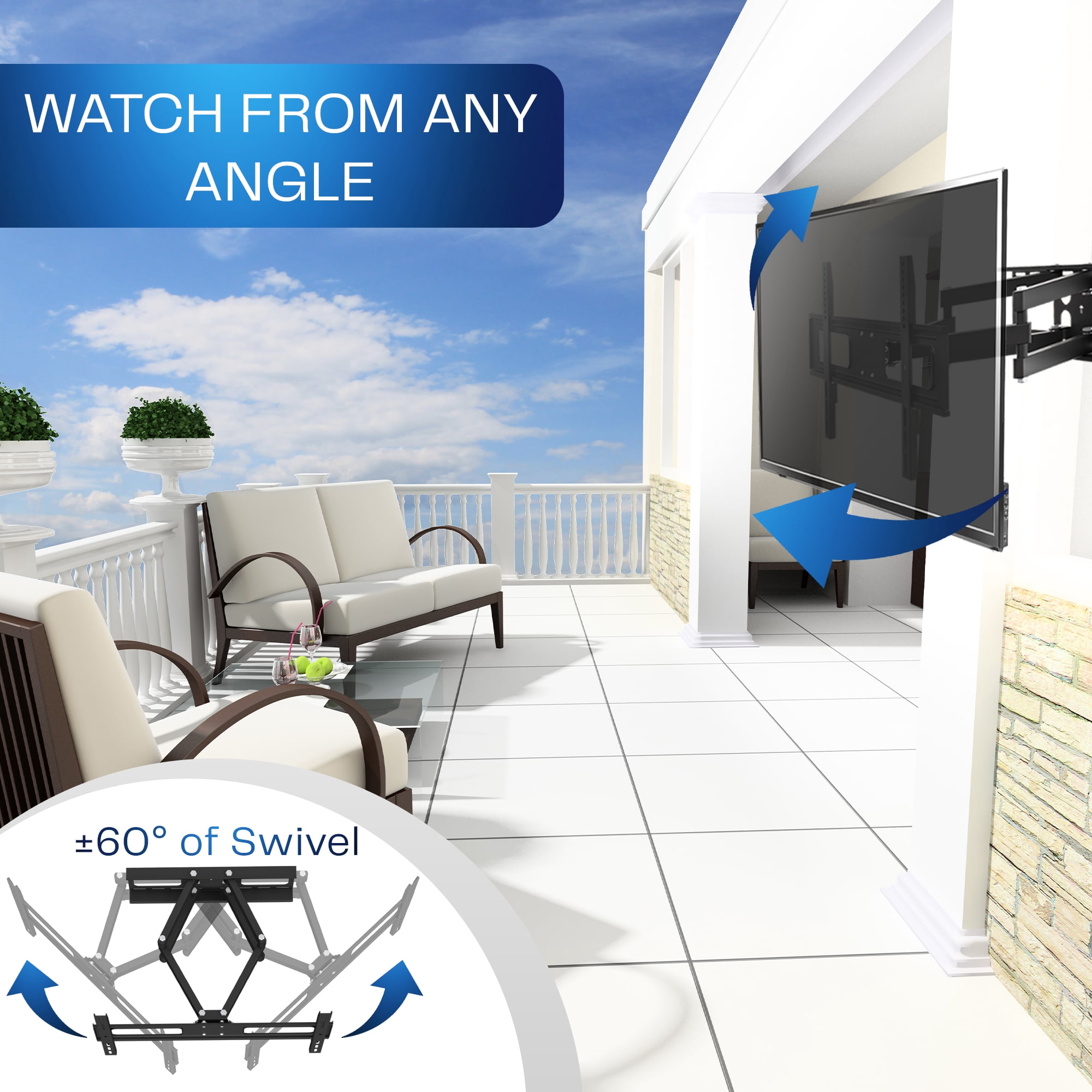 VIVO Outdoor Full Motion 37” to 80” TV Screen Wall Mount