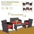 thumbnail image 5 of Costway 8PCS Patio Rattan Furniture Set Cushioned Chair Sofa Coffee Table Red, 5 of 9