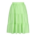 thumbnail image 3 of FAHXNVB Women's Gingham Skirt Summer Casual High Waist Tiered Plaid A-Line Midi Skirts Swing Ruffle Plaid Skirts,XL,Green, 3 of 7
